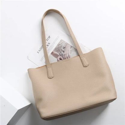 Hot Sale Classic All-match Minimalist Business Style Large Women Tote Bag A4 Laptop Cowhide Leather Female Underarm Handbag