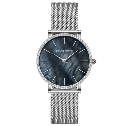 Luxury Women Watch Japanese Quartz Movement Shell Dial Rhinestone Stainless Steel Fashion Gift Box Waterproof Ladies Wristwatch