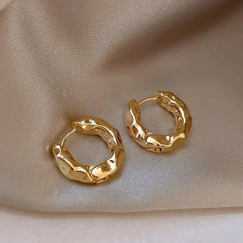 Luxury Full of Zircon Shiny Geometric Square Hoop Earrings for Women Temperament Gold Color Stainless Steel Korea Jewelry Gift