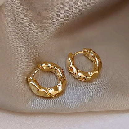 Luxury Full of Zircon Shiny Geometric Square Hoop Earrings for Women Temperament Gold Color Stainless Steel Korea Jewelry Gift