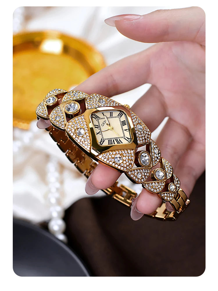 2026 New Women Watch Light Luxury Brand Diamond Inlaid Bracelet Watches Waterproof Ladies Fashion Quartz Clock Wristwatch Gift