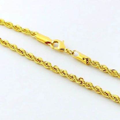 Hot y2k 18K Gold Necklace 3MM Twisted Rope Twist Electroplating Chain for Men Women Wedding Jewelry Gifts