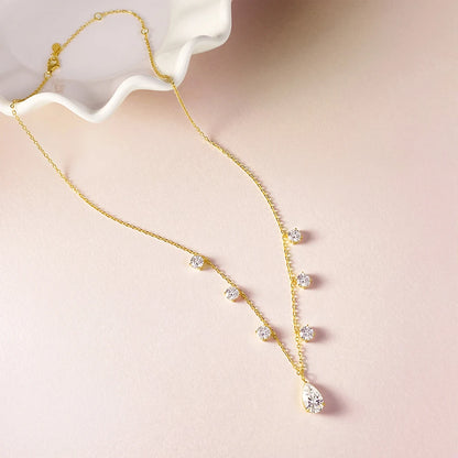 OEVAS 1-3CT Pear Cut Moissanite Necklace Earrings Set for Women S925 Sterling Silver Plated 18K Wedding Party Luxury Jewelry