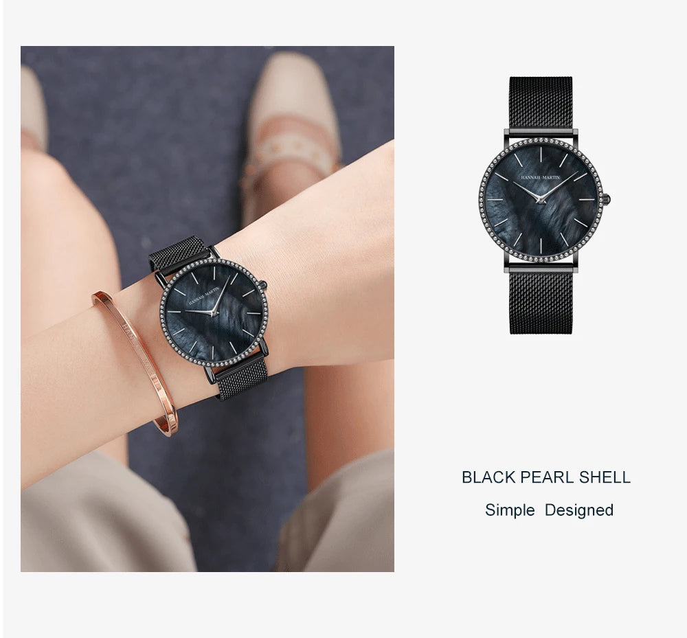 Luxury Women Watch Japanese Quartz Movement Shell Dial Rhinestone Stainless Steel Fashion Gift Box Waterproof Ladies Wristwatch