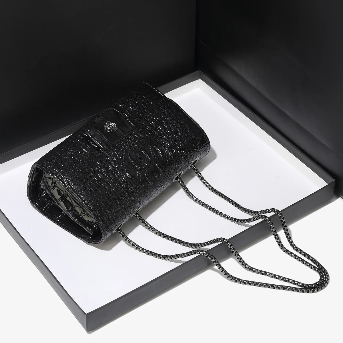 Simple Mini Crocodile Pattern Small Square Bag Summer New Style Trendy Versatile Chain