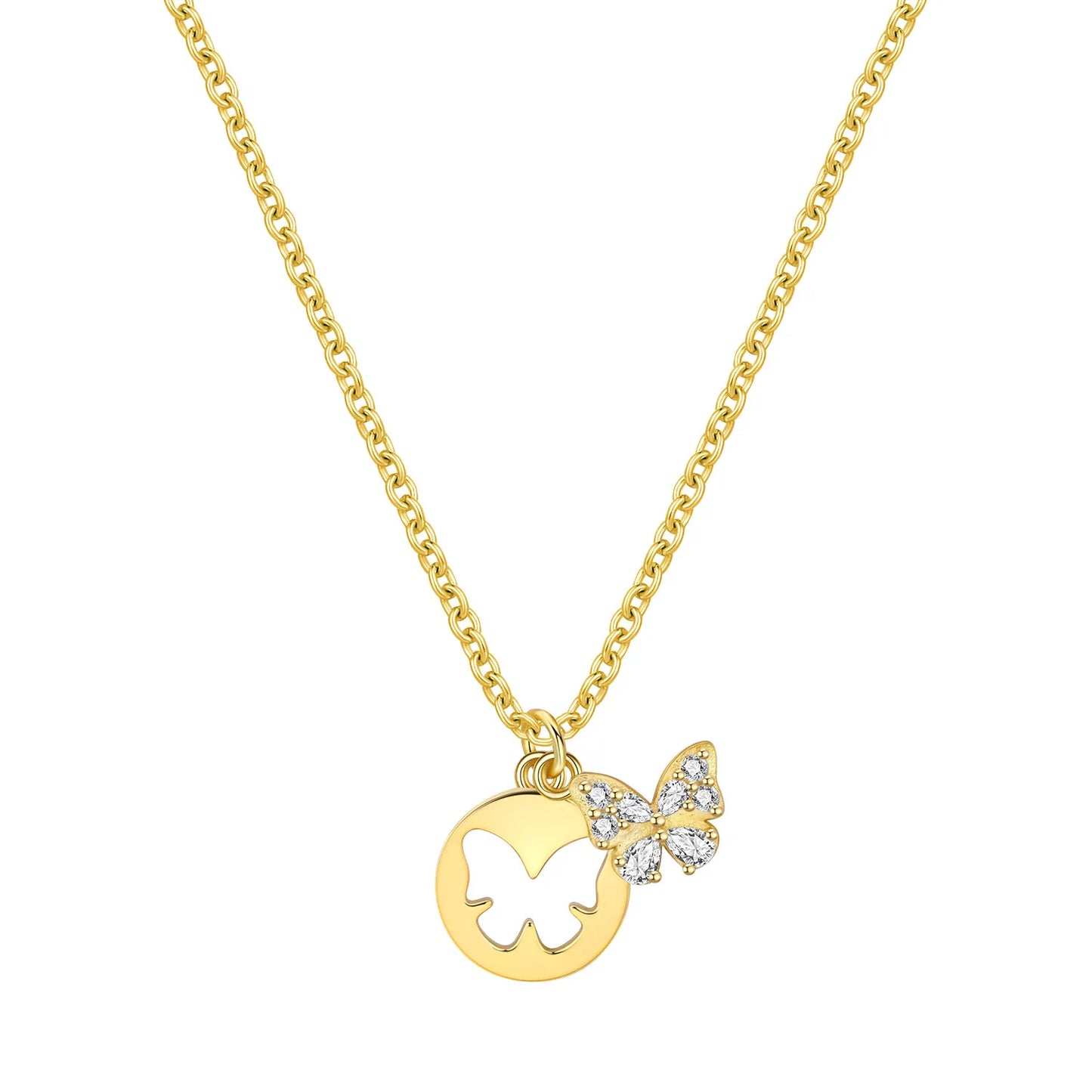 PANPOKI 925 Sterling Silver 18K Gold Heart-shaped Lock Key Necklace Pendant Necklace for Women Birthday Gifts Wedding Jewelry