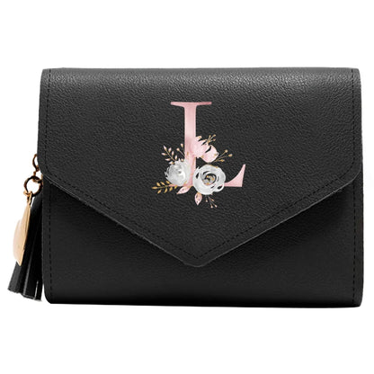 Purse Female Mini Wallet Cute Purse Pink Flower Pattern Slim Wallet RFID Blocking Credit Card Holder Coin Pocket ID Window