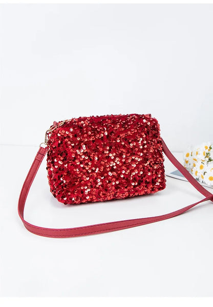 Colorful Sequins Crossbody Bag Simple INS Solid Color Sequins Shoulder Bag Underarm Bag Phone Purse Evening Clutch Bags Handbag