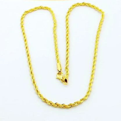 Hot y2k 18K Gold Necklace 3MM Twisted Rope Twist Electroplating Chain for Men Women Wedding Jewelry Gifts