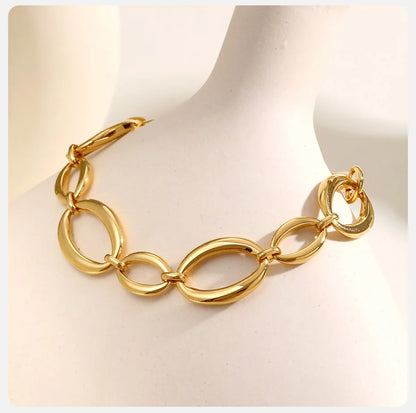 Vnox Stainless Steel Oval Links Chain Bracelets for Women Girls, Dainty Simple Metal Links Wristband Jewelry Never Fade