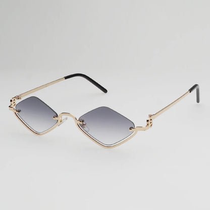 Fashion Small Polygonal Sunglasses Women Luxury Brand Metal Half Frame Sun Glasses Ladies Hipster sexy Cat Eye Shades Vintage