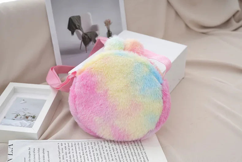 New ladies stylish slanted animals for winter furry 2024 funny cute cartoon children's Japanese single-shouldered funny bag