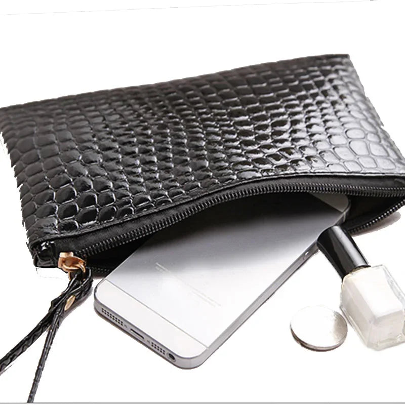 Women's Crocodile Coin Bags Purse Money Organizer Korean Mobile Phone Clutch Bags Makeup Bags Traveling Neceser Toiletry Pouch