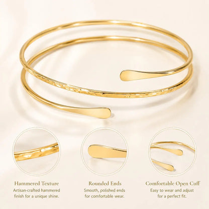 Upper Arm Cuff Bracelet for Women Minimalist Gold Plated Adjustable Open Armband Statement Party Armlet Jewelry