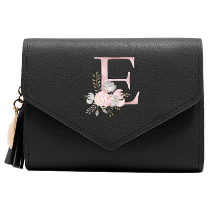 Purse Female Mini Wallet Cute Purse Pink Flower Pattern Slim Wallet RFID Blocking Credit Card Holder Coin Pocket ID Window