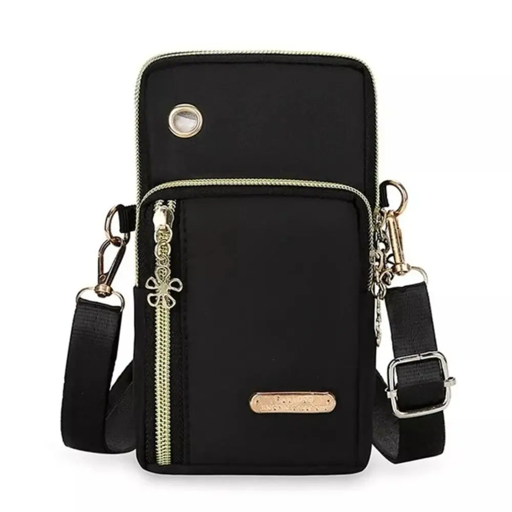Portable Oxford Mini Phone Bag Multi-layer Zipper Travel Crossbody Bag Handbag Waterproof Sports Arm Bags