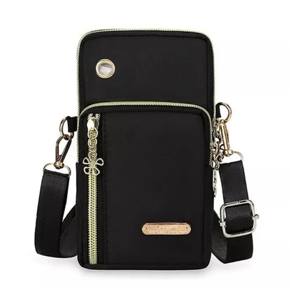 Portable Oxford Mini Phone Bag Multi-layer Zipper Travel Crossbody Bag Handbag Waterproof Sports Arm Bags