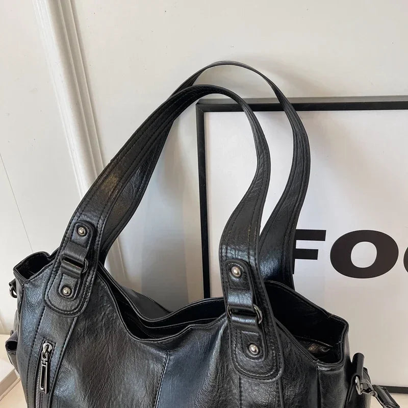 Hot Selling Soft Inner Compartment Shoulder Bag 2024High Quality Contrasting Color Women's Bag Fashion Zipper Pu Women's Handbag