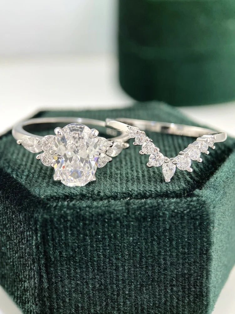 925 Sterling Silver Luxury Oval Round Marquise Zircon Stackable Set Ring For Women Anniversary Fashion High Quality Fine Jewelry