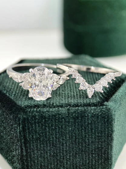 925 Sterling Silver Luxury Oval Round Marquise Zircon Stackable Set Ring For Women Anniversary Fashion High Quality Fine Jewelry