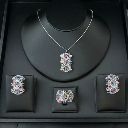 Jankelly  Trendy Fashion 3PCS Luxury Waterdrop Indian Jewelry Sets For Women Wedding Party Indian Dubai Bridal jewelry Sets