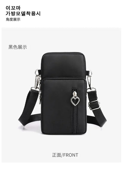 Waterproof Mobile Phone Bag Women's Mini Oxford Crossbody Bag Daily Multi-layer Zipper Purse Casual Outdoor Travel Nylon Bag