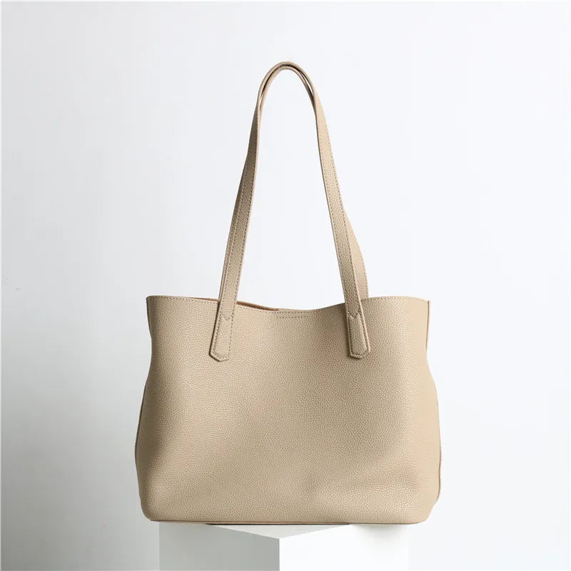 Hot Sale Classic All-match Minimalist Business Style Large Women Tote Bag A4 Laptop Cowhide Leather Female Underarm Handbag
