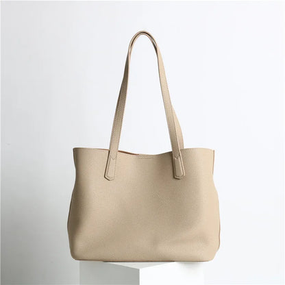 Hot Sale Classic All-match Minimalist Business Style Large Women Tote Bag A4 Laptop Cowhide Leather Female Underarm Handbag