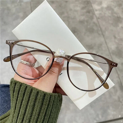 Lady Trendy Finished Myopia Glasses Women Round Frame Blue Light Blocking Eyewear Men Unisex Retro Minus Diopter Eyeglasses