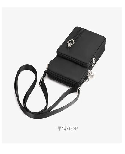 Waterproof Mobile Phone Bag Women's Mini Oxford Crossbody Bag Daily Multi-layer Zipper Purse Casual Outdoor Travel Nylon Bag