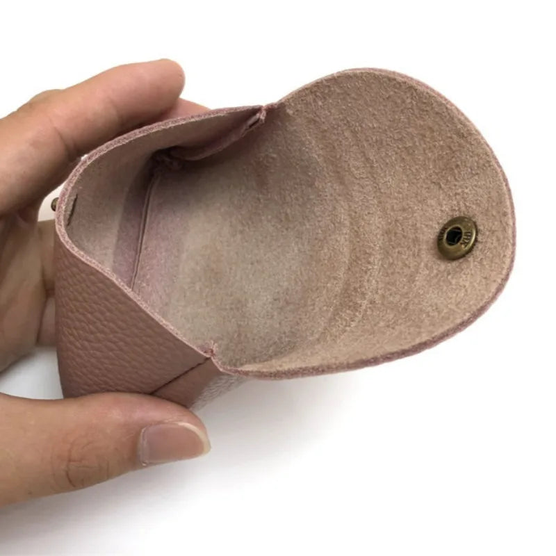 Top Layer Cowhide Fashion Buckle Money Wallet Card Holder Mini Portable Lychee Pattern Business Wallet for Men Women Coin Bag