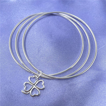 New Luxury 925 Sterling Silver Trend Four-Leaf Clover Bangle Bracelet for Women Fashion Party Christmas Gifts Streetwear Jewelry