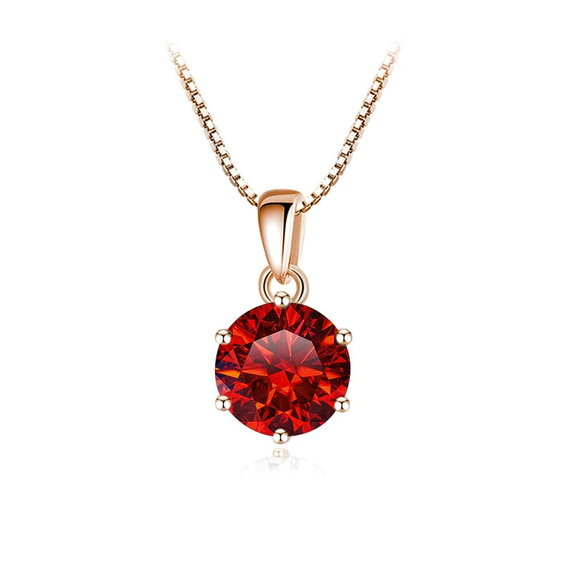 Butterflykiss 6.5mm 1.0 Carat D Moissanite Necklaces Rose Gold Plated Pendant Original Real S925 Silver Chain Jewelry For Women