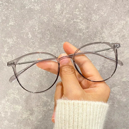 Lady Trendy Finished Myopia Glasses Women Round Frame Blue Light Blocking Eyewear Men Unisex Retro Minus Diopter Eyeglasses
