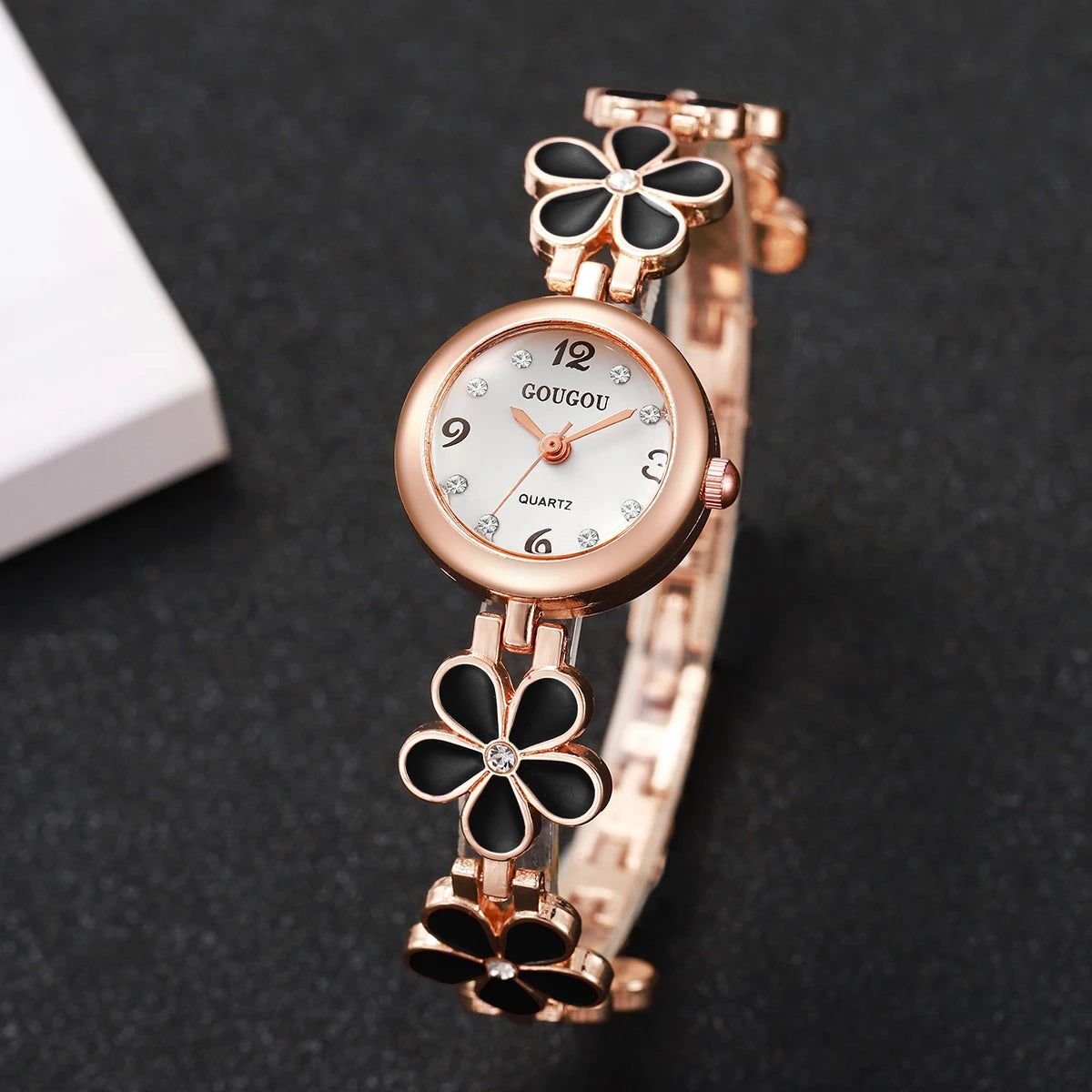 Fashion Flower Bracelet Strap Women Watches Ladies Diamond Arabic Numeral Dial Wristwatches Reloj Mujer（Without Box）