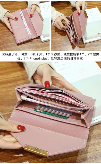 2025 New Fashion Women Wallets Leather Hasp Wallet Women's Long Design Purse Clutch Women Lady Wallet Phone Pocket Cartera Mujer