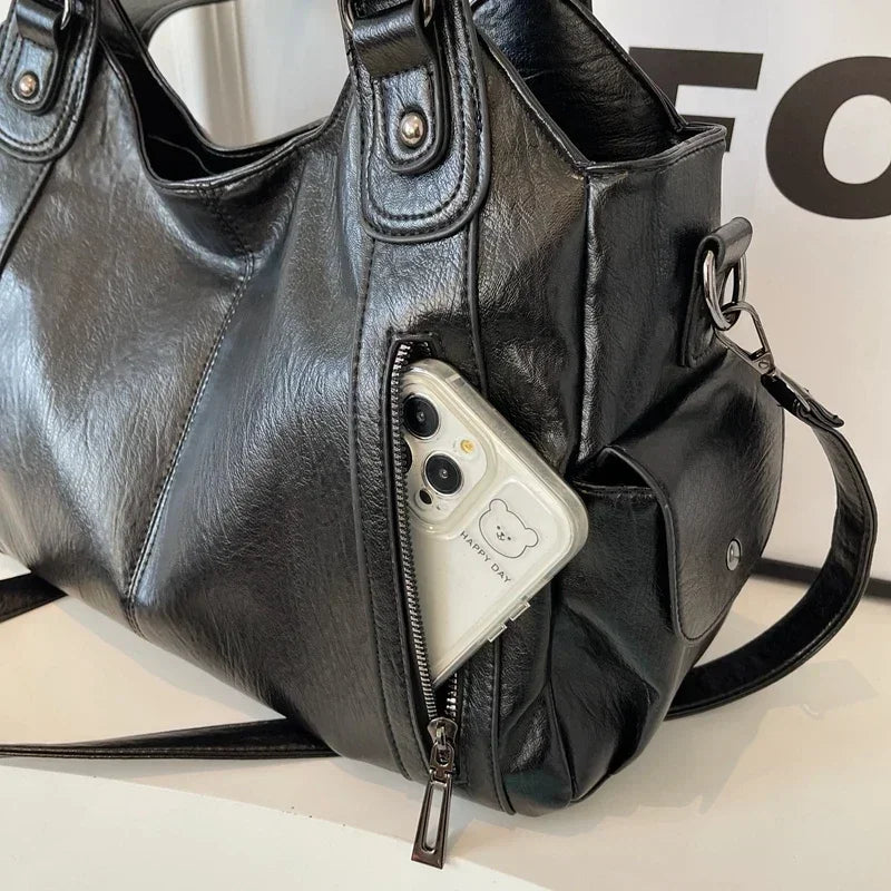 Hot Selling Soft Inner Compartment Shoulder Bag 2024High Quality Contrasting Color Women's Bag Fashion Zipper Pu Women's Handbag