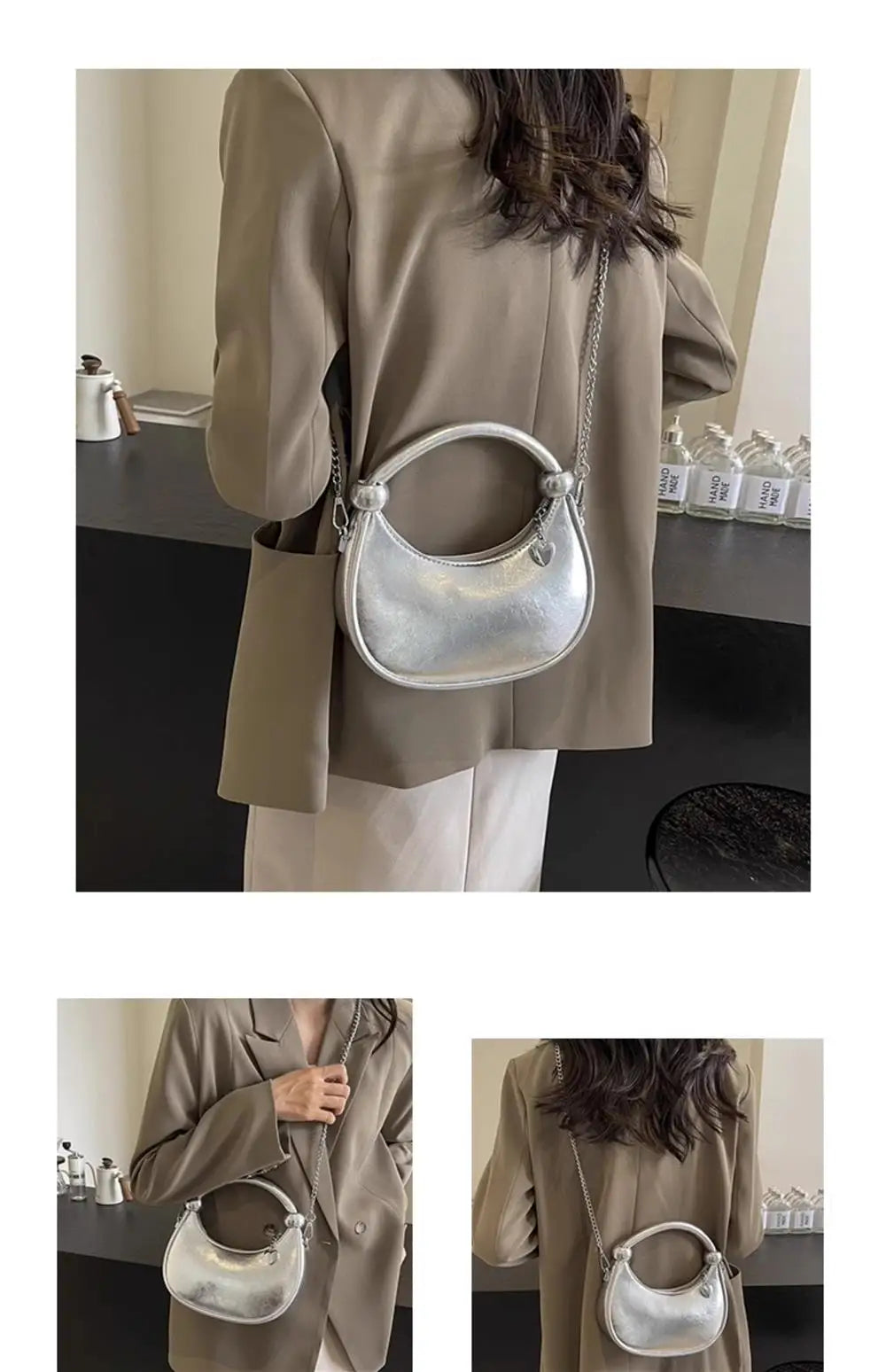Red Patent Leather Handheld Bag For Women New Spring Autumn Chain Crossbody Bag Fashion Versatile Love Zipper Shoulder Small Bag