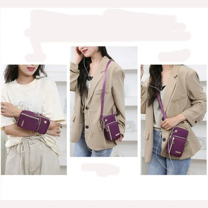 Portable Oxford Mini Phone Bag Multi-layer Zipper Travel Crossbody Bag Handbag Waterproof Sports Arm Bags