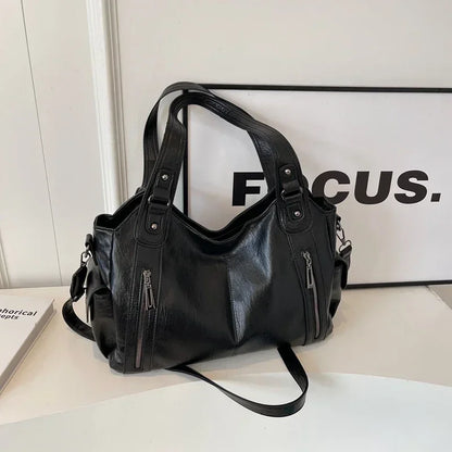 Hot Selling Soft Inner Compartment Shoulder Bag 2024High Quality Contrasting Color Women's Bag Fashion Zipper Pu Women's Handbag