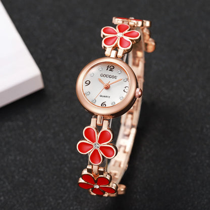Fashion Flower Bracelet Strap Women Watches Ladies Diamond Arabic Numeral Dial Wristwatches Reloj Mujer（Without Box）