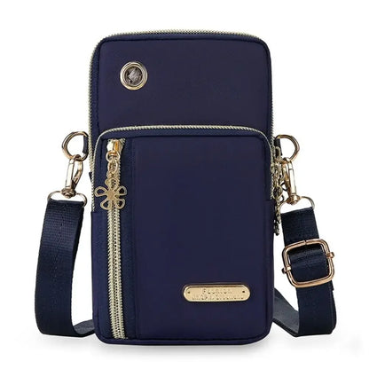 Portable Oxford Mini Phone Bag Multi-layer Zipper Travel Crossbody Bag Handbag Waterproof Sports Arm Bags