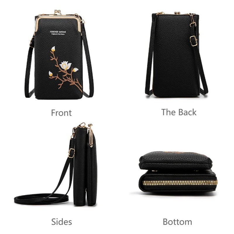 Women Sling Cross-Body Wallet With Mobile Cell Phone Holder, Crossbody Phone Purses For Women, Mini Cross Body Bag