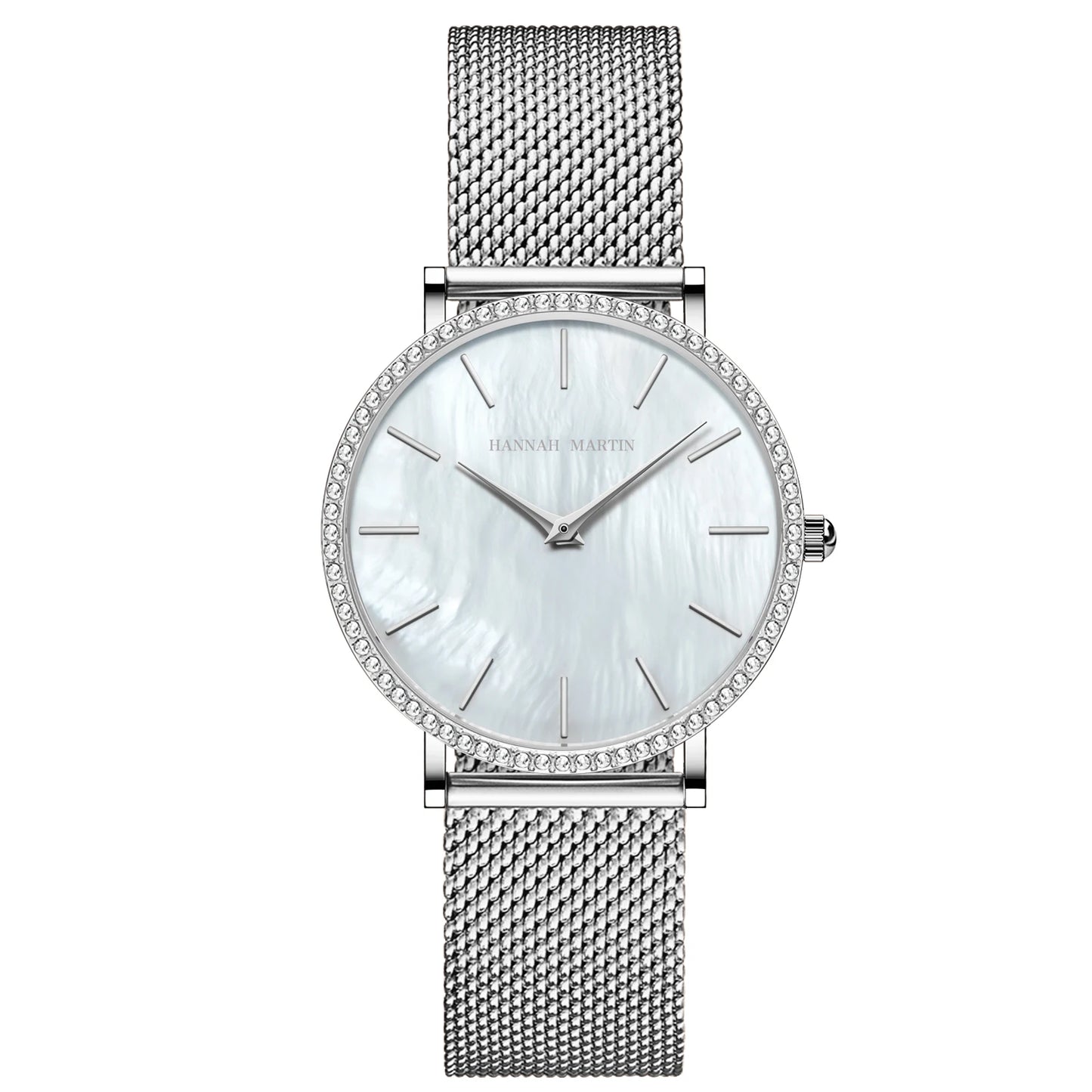 Luxury Women Watch Japanese Quartz Movement Shell Dial Rhinestone Stainless Steel Fashion Gift Box Waterproof Ladies Wristwatch