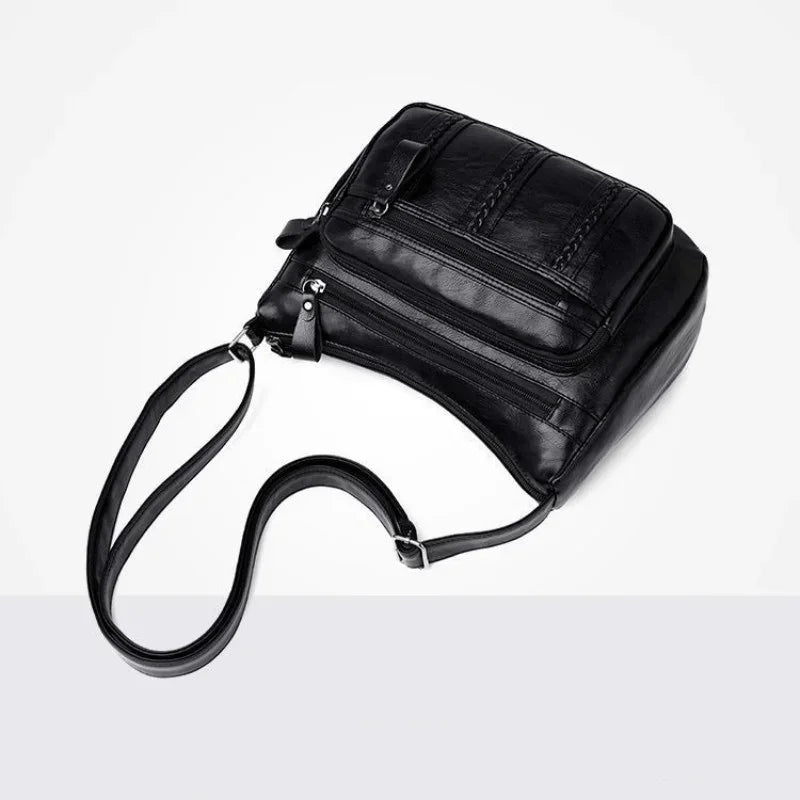 New Ladies Bags PU Single Shoulder Messenger Bag Soft Surface Zipper Women Crossbody Simple Gorgeous Black Shopping Handbags