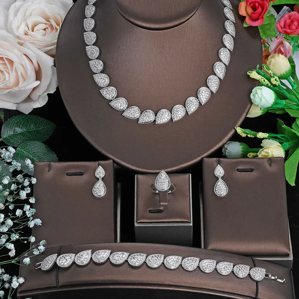 2023 Hot Selling Cubic Zirconia Bridal Wedding Jewelry Set Bridal 4-piece Set Women's Jewelry Set Jewelry Brand Reproduction