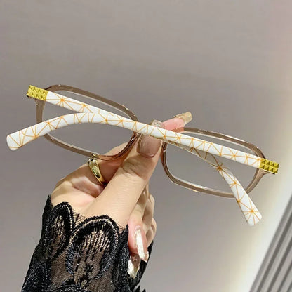 Luxury Women Printed Presbyopia Glasses Fashion Square Small Frame Reading Glasses Ultra Light Anti-blue Light Farsightedness