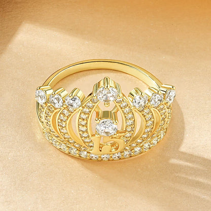 Rrjzz Dazzling Crown Female Band Eternity Rings Sparkling AAAAA Cubic Zirconia Romantic Ring for Women CZ Elegant Ring Jewelry