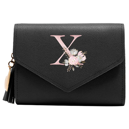 Purse Female Mini Wallet Cute Purse Pink Flower Pattern Slim Wallet RFID Blocking Credit Card Holder Coin Pocket ID Window