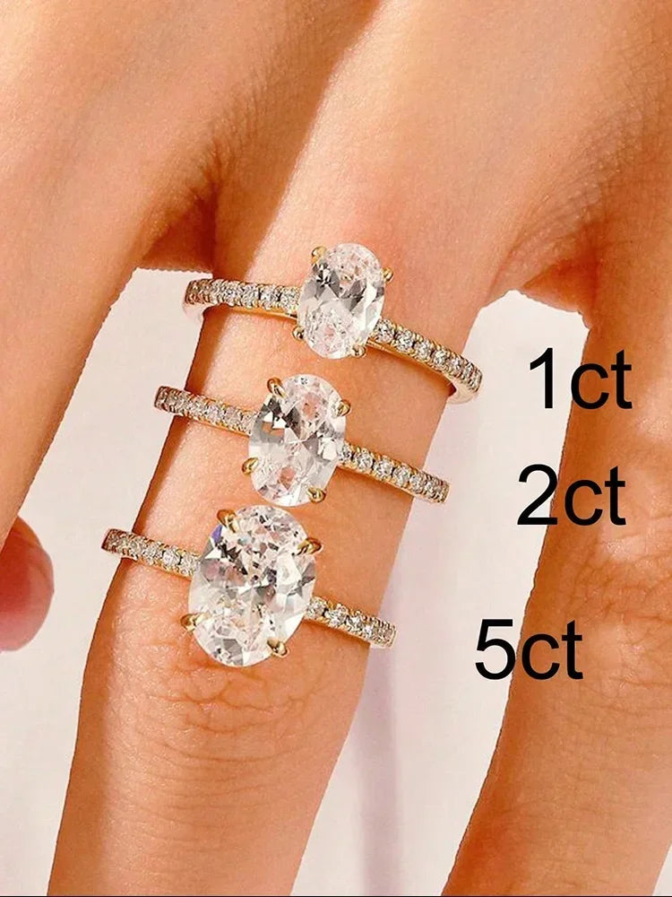Anillo apilable de circonita de plata de ley 925 de lujo ovalado, redondo y marquesa para mujer, joyería fina de moda de alta calidad para aniversario